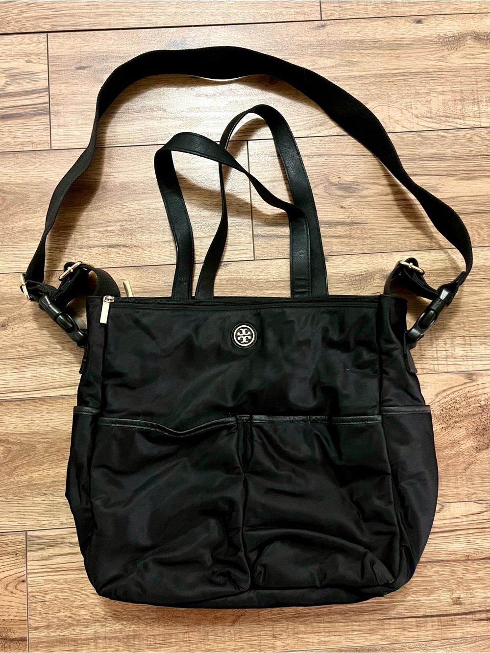 Tory Burch Virginia Black Nylon Crossbody Diaper Bag Tote